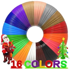 16-Color PLA 3D Pen Filament Refills, 320ft, 1.75mm, Kids Safe, Stencils