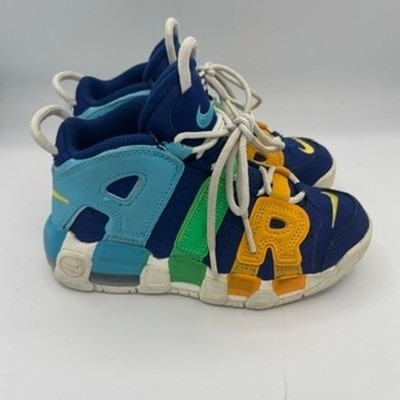 Nike Air More Uptempo Kids 13C Blue Green Yellow Basketball Sneakers DJ4408-400