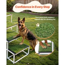4-Step Extra Wide Foldable Dog Stairs for Large Dogs, Non-Slip Surface, Portable