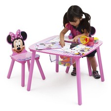Table 2 Chairs Set Minnie Mouse Storage Pink Toddler Playroom Bedroom Girls Toy