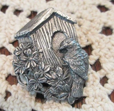 VTG Birds & Blooms Limited Edition 1997 Pewter Pin Brooch Y2K