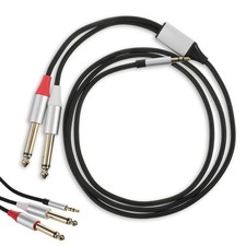 3.5mm 1/8" TRS to Dual 6.35mm 1/4" TS Mono Stereos Y-Cable 6.6FT, White