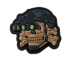 3D PVC SKULL WITH NIGHT MILITRAY TACTICAL RUBBER HOOK LOOP PATCH GRAY TAN