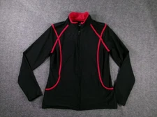 Xersion Performance Jacket Womens M Black Red Full Zip Athletic Track Top Active