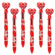6 Pcs Cute Love Heart Multicolor Ballpoint Pen 0.7 mm 6-in-1 Colored Pens Nov...