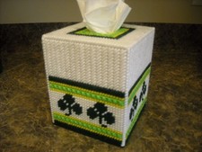 ONE TISSUE BOX COVER - HAPPY ST. PATRICK'S DAY - Plastic Canvas