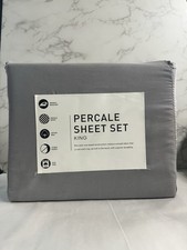 Cotton Percale King Sheet Set Grey Color