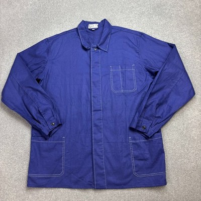 Französische Jacke Erwachsene Large blau Vintage Utility Workwear Hausarbeit ...