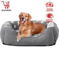 Hundebett Waschbar Rutschfest Flauschig 76X61X23Cm FüR Hunde Katzen Grau Sterne