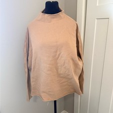 Frank Eileen Women's Effie Long Sleeve Funnel Neck Capelet Camel Large Sweater