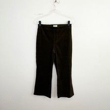 Pilcro Anthropologie Olive Brown Velvet Kick Flare Crop Pants Medium