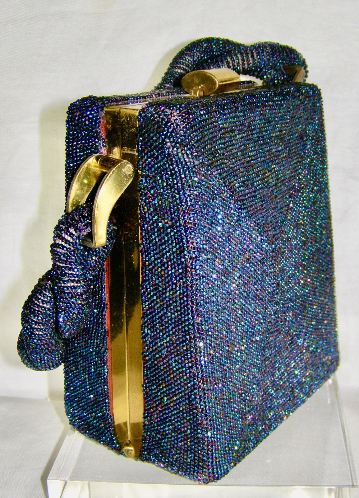 VINTAGE 1940’s STURDY FRAMED RECTANGULAR BEADED H… - image 12