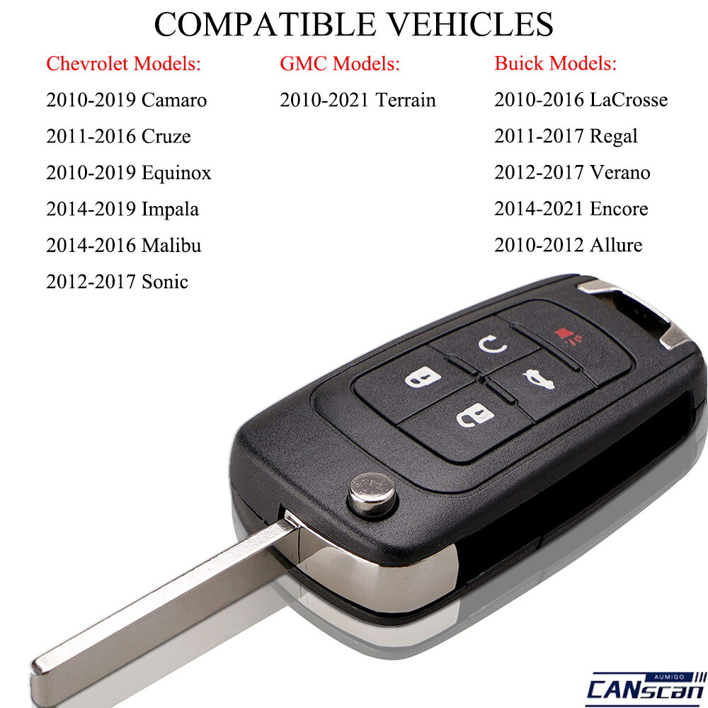 5BTN. Car Key Fob Remote For Chevy Cruze Equinox Sonic Malibu Impala 2014 2016 E