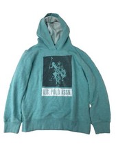 USED Boys Polo Assn Aqua Hooded Sweatshirt Size L 10/12 