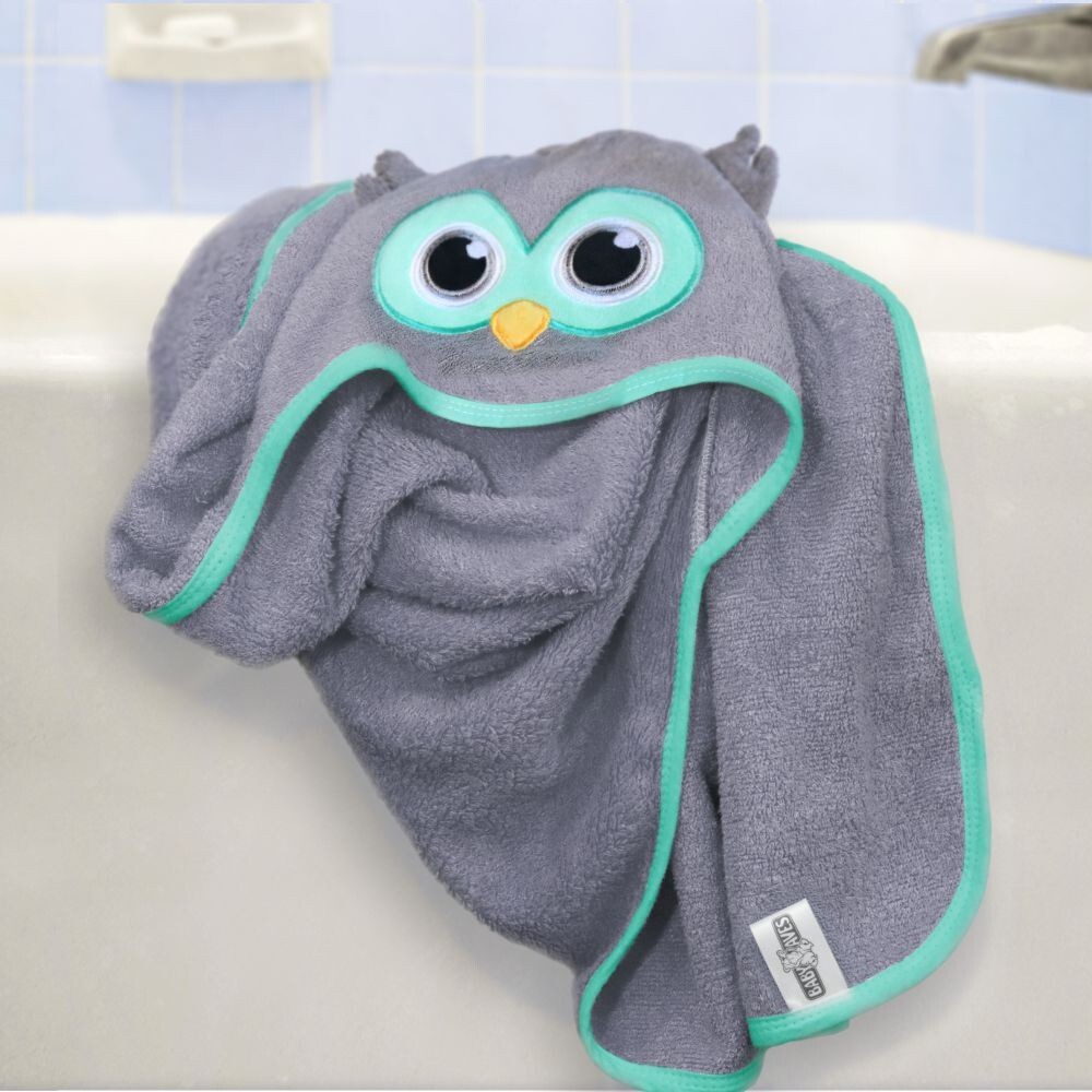 Baby Hooded Owl Towel | Organic Fabric | Free Washcloth | All Ages | NEW