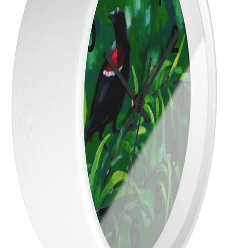 Rotflügeliger schwarzer Vogel Wanduhr Cottagecore - Bild 15 von 19