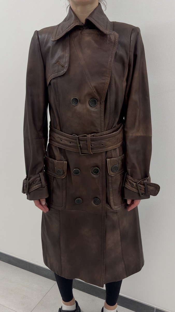 Vintage ZARA Basic Real Leather Brown Trench Coat Size M | eBay Vintage ZARA Basic Real Leather Brown Trench Coat Size M | eBay