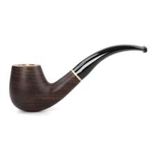 MUXIANG Ebony Wood Tobacco Pipe Bent Stem 9mm Smoking Pipe with 10 Smoking Tools