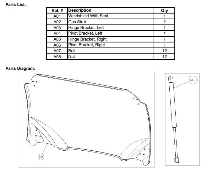 2017-2025 Genuine OE Kawasaki Mule SX Models - KQR Flip-Up