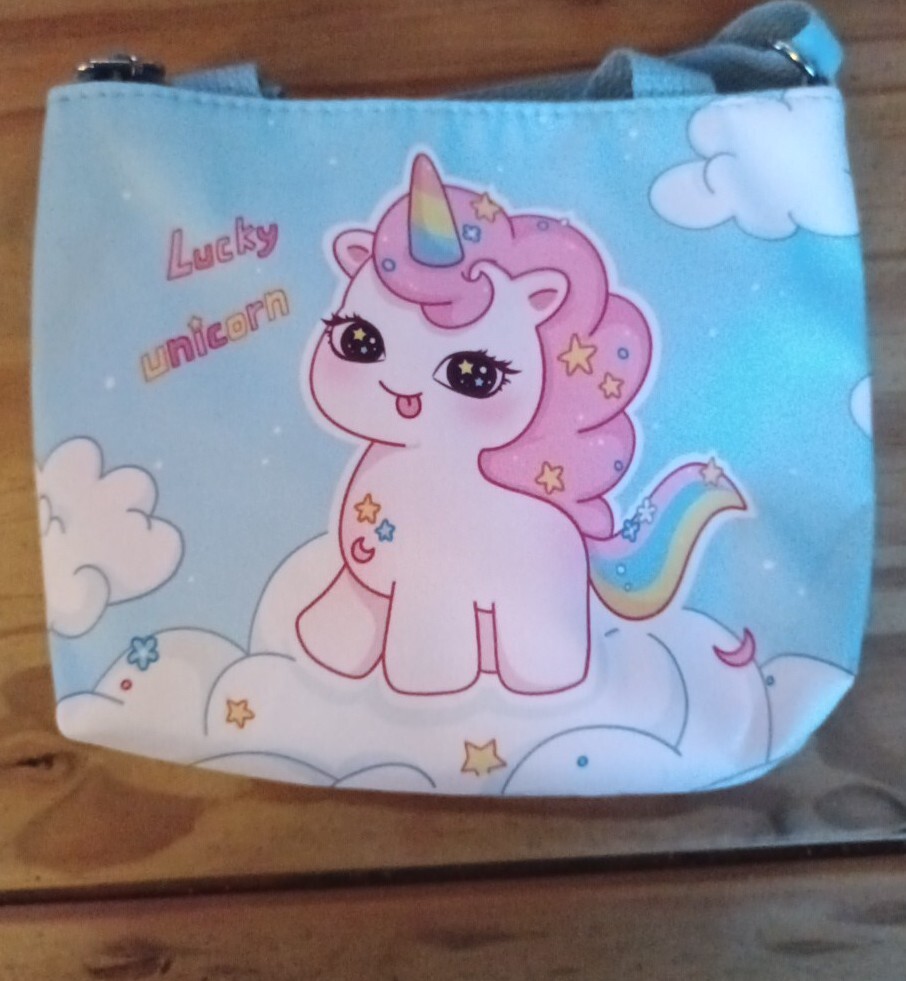 Child's Small Bag Unicorn 🦄 With Handles And Strap (Light Blue