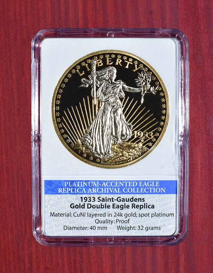 Platinum Accent Eagle Replica's, 1933 Saint Gaudens, 1861 Paquet