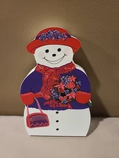 Red Hat Lady The Cats Meow Figure Standing Snowman Figure Dressed for Tea Snowma