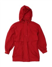 Eddie Bauer Womens Hooded Raincoat Uk 10 Small Red Polyester Bw99