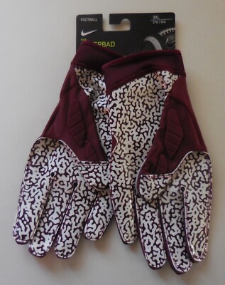 NIKE SUPERBAD 5.0 レザー NFL 雨 アメフト Nike Superbad 5.0 Padded Football Gloves Adult XL Red White