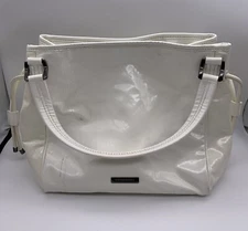 Burberry Large Handbag White Cinch Sides Snap Closure *Stain*