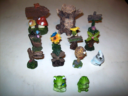 Lot Of 13pc Fairy Garden Figurines/Ornaments/Signs New out of Packet ( Free Ship