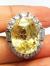 Beautiful Lemon Yellow Citrine 29.52ct Oval Cut Stone 925 Silver Wedding Ring