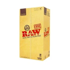 1400 King Sized RAW Pre Rolled Cones Natural Rolling Papers with Tips