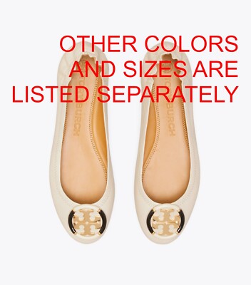 Tory Burch $268 Enamel Logo Leather Ballet Flats Perfect Black