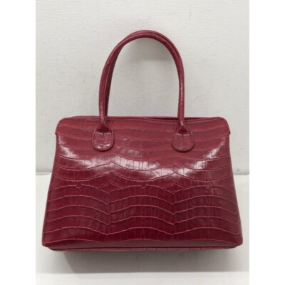 HAKU croco embossed handbag red From Japan | eBay
