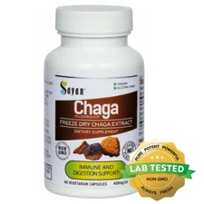 Siberian Chaga Mushroom 90 Capsules Supplement Pills Wild Harvest Immune Support