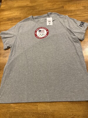 Nike Mens Team USA Olympic Paris Training T-shirt XL Gray M11332D New W Tags
