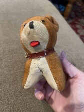 Antique Vintage Puppy Dog Hard Stuffed Animal Plush Brown 4.5  Tall SP 