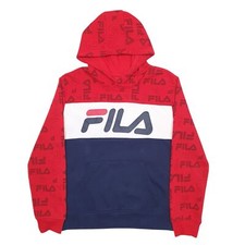 FILA Hoodie Spellout Jumper Sweatshirt Womens S