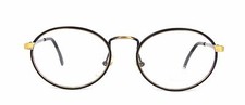 Club LA 7303G Oval Metal Plastic 50 mm Gold Black Blond Eyeglasses 90s Italy NOS