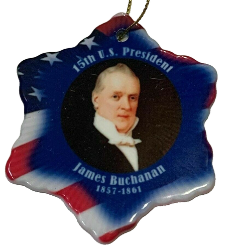 James Buchanan 15th US President Porcelain Christmas Double Sided Ornament - 第 1/2 張圖片