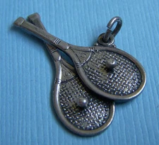 Vintage tennis rackets and balls sterling charm