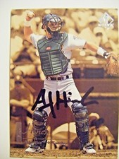 A.J. HINCH signed RC A's 1999 Upper Deck SP Authentic baseball card AUTO #63 UD