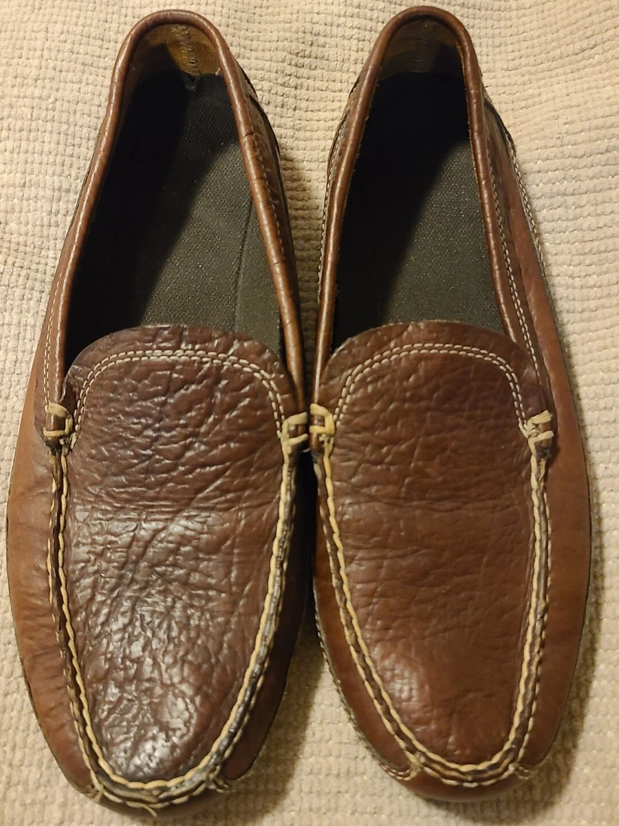 Duluth Trading Men 12M Genuine Bison Leather Brown Driving Moccasin Shoe Loafers