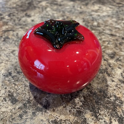 Vintage Hand-Blown Glass Tomato Life Size (Mid-Century Modern)