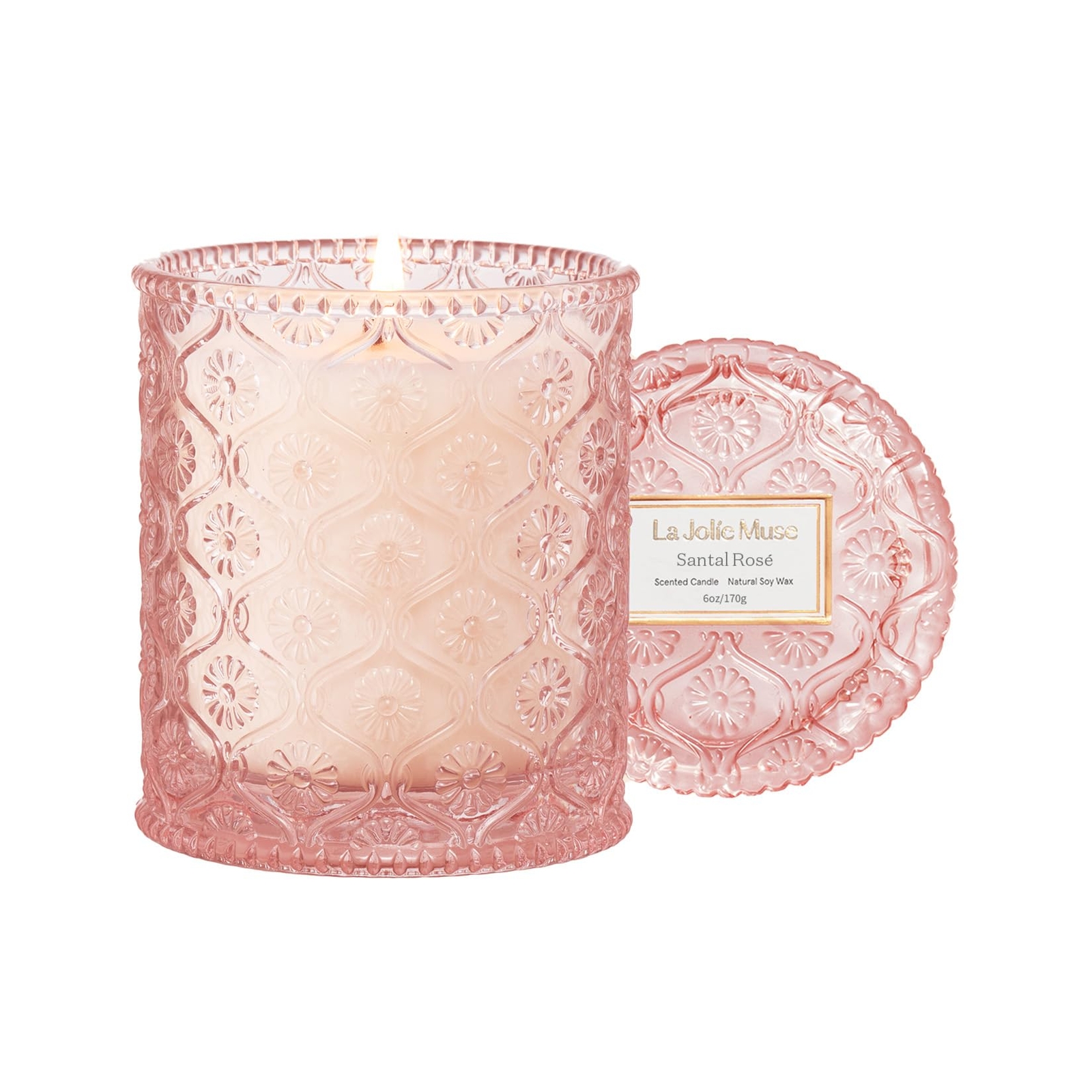 Sandalwood Rose Scented Candle for Women - Romantic Valentine's Day Gift