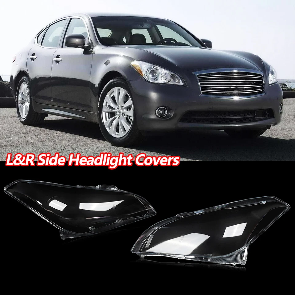 1 Pair LH+RH Side Headlight Cover Clear For Infiniti M25 M35h M37 M56 2011-2013 - Image 2 of 4