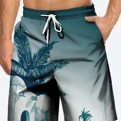 3D Print Colourful Beach Short Pants Men's Coconut Tree Pattern Board Shorts Sum