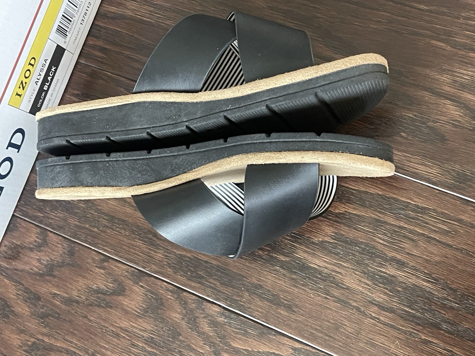 APL IZOD Sandalo Donna Alyssa Strap ~ Nero Donna Taglia 6 NUOVO