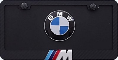 BMW  3d Original Roundel License Plate & Simulated Carbon Fiber Frame