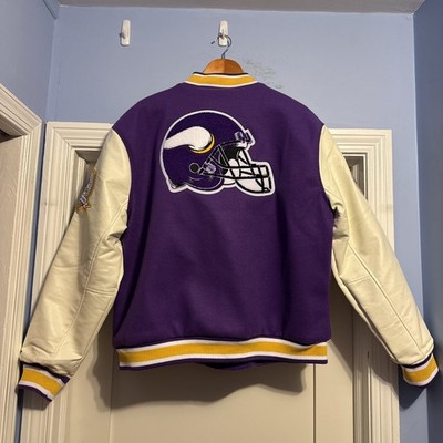 Minnesota Vikings Varsity Jacket XL Faux Leather Sleeves New Tags